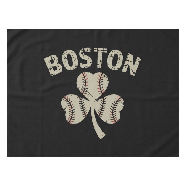 Vintage Boston St Patrick's Day Irish Shamrock Tablecloth (Front (Horizontal))