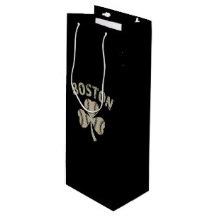 Vintage Boston St Patrick's Day Irish Shamrock Wine Gift Bag