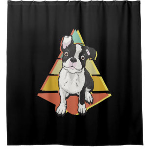 Vintage Boston Terrier Dog Retro Distressed Boston Shower Curtain