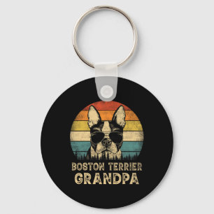 Vintage Boston Terrier Grandpa Dog Lovers Father&# Key Ring