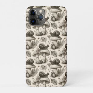 Vintage Botanica Pattern of Snails and Mushrooms Case-Mate iPhone Case