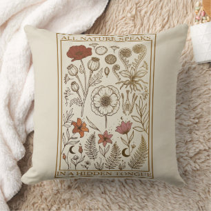 Vintage Botanical Archive Dark Academia Throw Pill Cushion