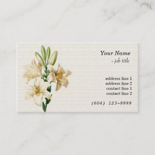 Vintage botanical art lily flowers professional business card