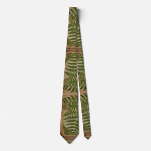 vintage botanical art newspaper Decorative ferns Tie