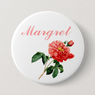 vintage botanical art red rose flowers name pin