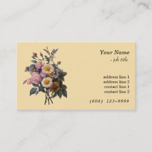 Vintage botanical art rose and daisy flowers business card