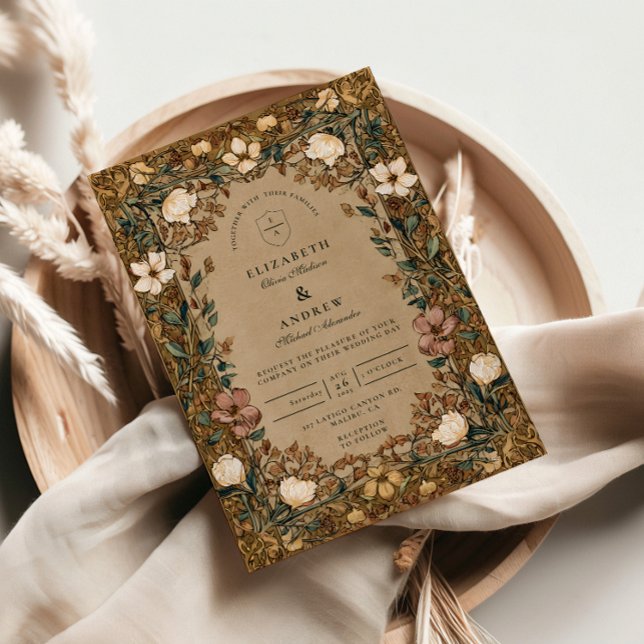Vintage Botanical Autumn Wedding Invitation (Creator Uploaded)