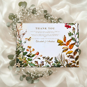 Vintage Botanical Autumn Wedding Thank You Card