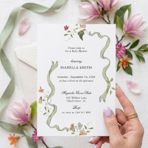 Vintage Botanical Baby Shower Invitation