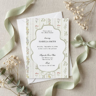 Vintage Botanical Baby Shower Invitation