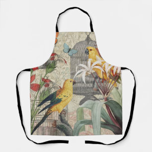 Vintage Botanical Bird Nature Antique Tropical Apron