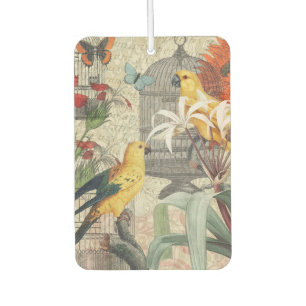 Vintage Botanical Bird Nature Antique Tropical  Car Air Freshener