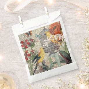 Vintage Botanical Bird Nature Antique Tropical Favour Bags
