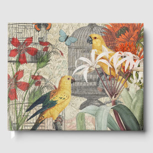 Vintage Botanical Bird Nature Antique Tropical  Guest Book