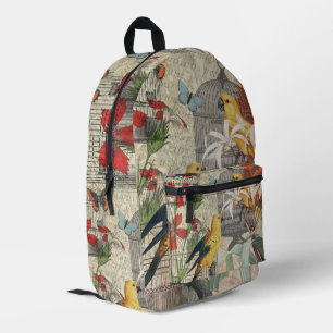 Vintage Botanical Bird Nature Antique Tropical Printed Backpack
