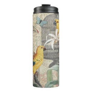 Vintage Botanical Bird Nature Antique Tropical Thermal Tumbler