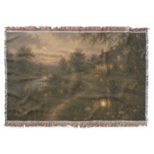 Vintage Botanical Bird Throw Blanket