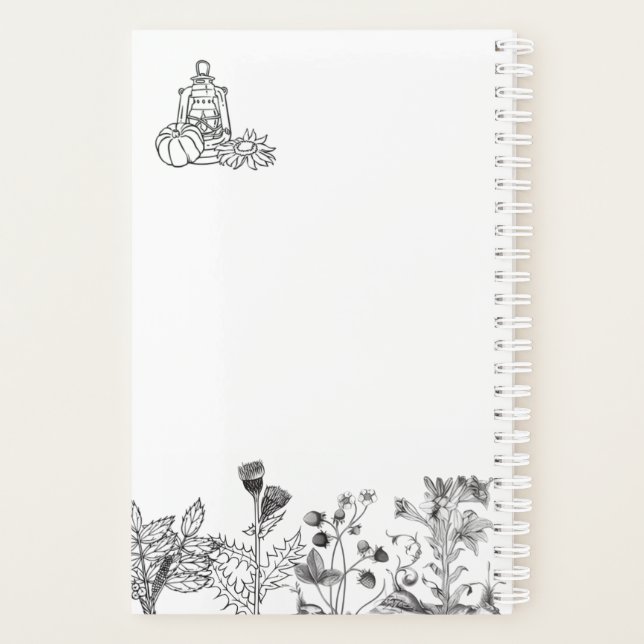 Vintage Botanical Black and White Planner (Back)