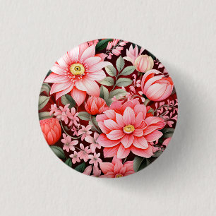Vintage Botanical Blooming Flower Garden 3 Cm Round Badge