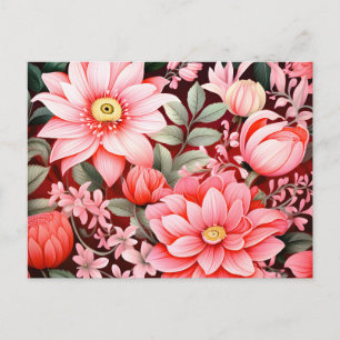 Vintage Botanical Blooming Flower Garden Holiday Postcard