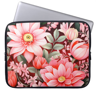 Vintage Botanical Blooming Flower Garden Laptop Sleeve