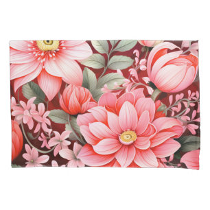 Vintage Botanical Blooming Flower Garden Pillowcase