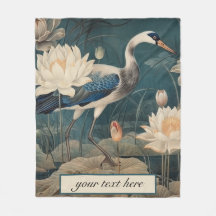 Vintage botanical blue crane customisable