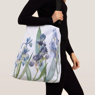Vintage Botanical Blue Iris Flowers Tote Bag