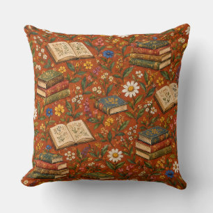 Vintage Botanical Book Lover Cottagecore Cushion