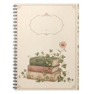 Vintage Botanical Books & Ivy Cottagecore Notebook