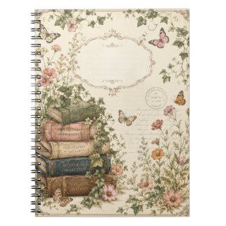 Vintage Botanical Books & Ivy Cottagecore Notebook