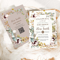 Vintage Botanical Bunny Rabbits Baby Shower QR