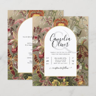 Vintage Botanical Burgundy Floral Wedding Invite