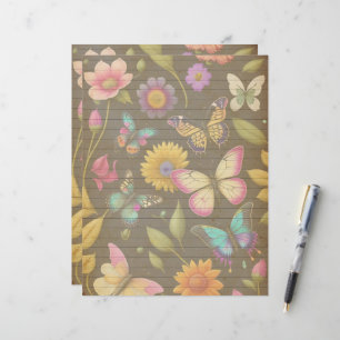 Vintage Botanical Butterflies & Flowers Scrapbook 