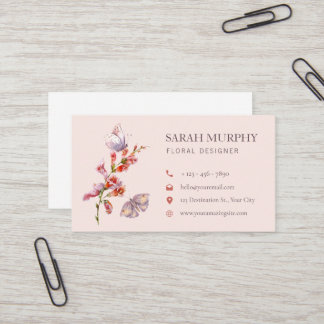 Vintage Botanical Butterfly Business Card
