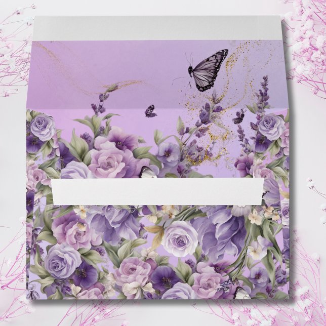 Vintage Botanical Butterfly Lavender Envelope (Creator Uploaded)