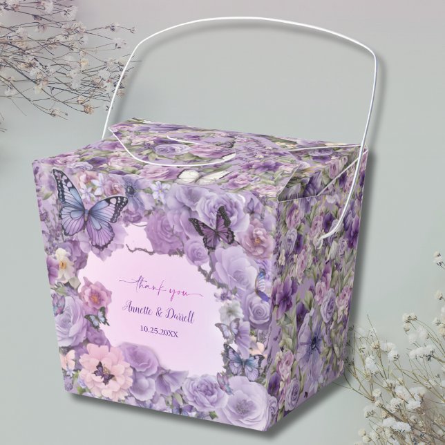 Vintage Botanical Butterfly Lavender Wedding Favour Box (Creator Uploaded)