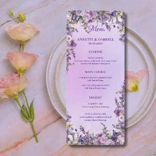 Vintage Botanical Butterfly Lavender Wedding Menu