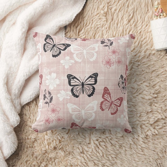 Vintage Botanical Butterfly Toile Pattern (1) Cushion (Blanket)