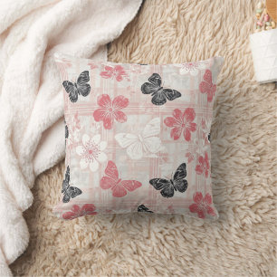 Vintage Botanical Butterfly Toile Pattern (3) Cushion