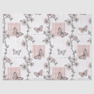 Vintage Botanical Butterfly Toile Pattern (4) Tissue Paper