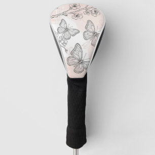Vintage Botanical Butterfly Toile Pattern (6) Golf Head Cover