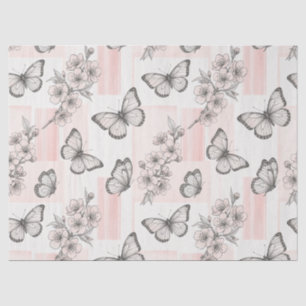 Vintage Botanical Butterfly Toile Pattern (7) Tissue Paper