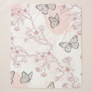 Vintage Botanical Butterfly Toile Pattern (8) Sherpa Blanket