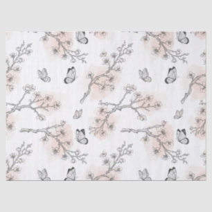 Vintage Botanical Butterfly Toile Pattern (9) Tissue Paper