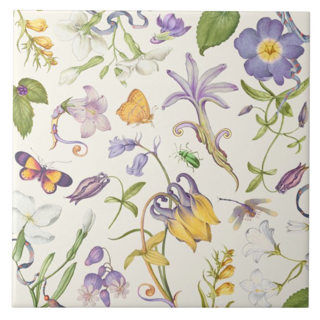 Vintage Botanical Ceramic Tile (Front)