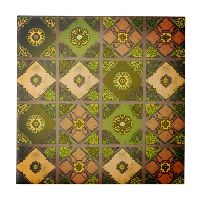 Vintage Botanical Charm Earthy Tones Tile (Front)