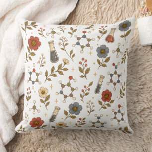Vintage Botanical Chemistry Floral Molecule Cushion