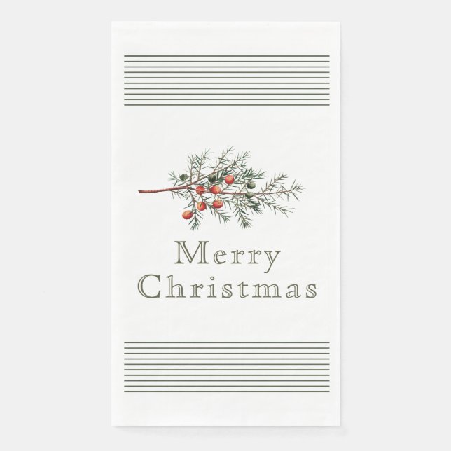 Vintage Botanical Christmas Greenery Napkin (Front)