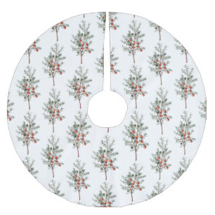 Vintage Botanical Christmas Pattern Brushed Polyester Tree Skirt